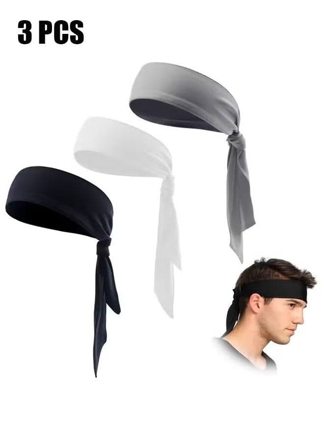 3 Pcs Sports Headbands for Men and Women anti-Sweat Bands Running and Exercise Headbands Hair Ties Elastic Hair Ties (Black, White, Gray)