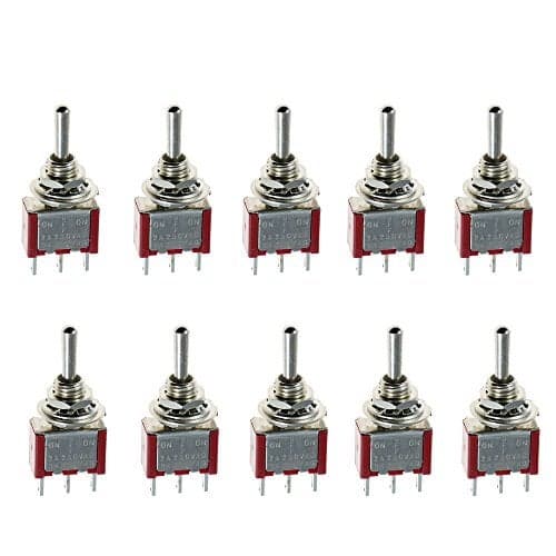 ESUPPORT OnOffOn Momentary Mini Miniature Toggle Switch Car Dash Dashboard SPDT 3Pin Pack of 10
