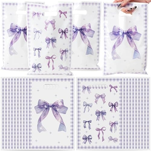 ArianQicult 50Pcs Purple Bow Party Favor Bags Bow Knot Goody Candy Treat Gift Bag for Kid Girl Women Purple Aesthetic Party Decorations for Birthday Wedding Bridal Shower Bachelorette Party Supplies