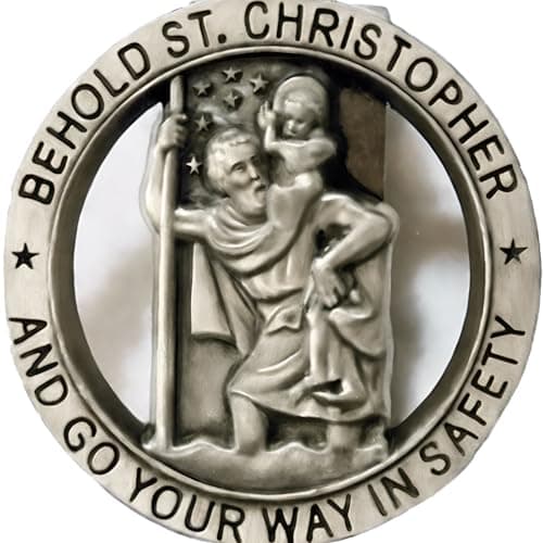 ANOWVI Saint Christopher Medal for Car, Visor Clips for Cars, St Christopher Medal for Car Visor, Gift for Drivers, Car Travel Accessories for Long Trips Families, Friends