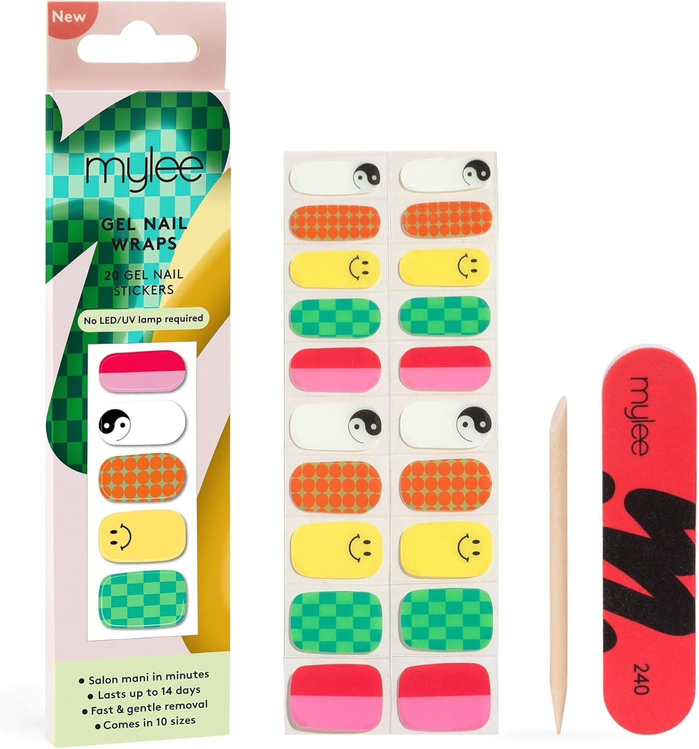 Mylee Gel Nail Wraps Free Spirit 10 PreCured Gel Stickers for Instant Mani No Lamp Needed ChipResistant Glossy Finish Lasts Up to 14 Days Easy to Apply Vegan CrueltyFree