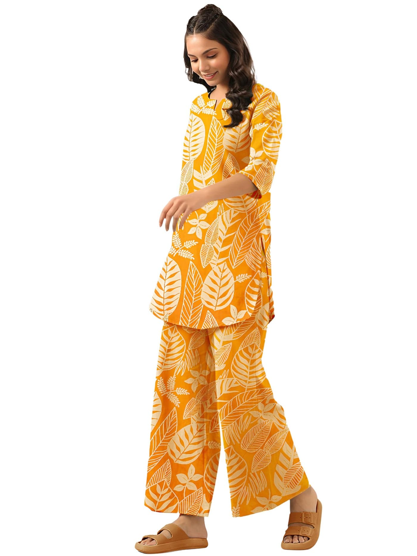 Tee Projekt Co Ord Set for Women Stylish | Kurta Set for Women Yellow