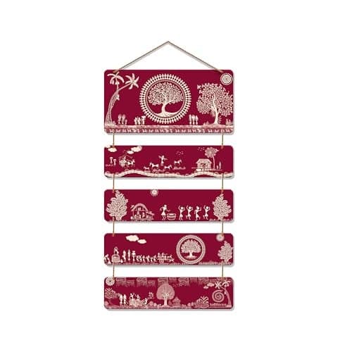 Artvibes Warli Tribal Art Wooden Wall Hanging Decoration Items for Home | Bedroom | Mdf Designer Artwork Decorative for Living Room | Ideal Gifts | Stylish Modern Decor Item (WH_6719N)