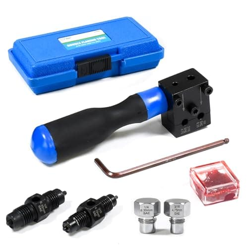 SMOTIVEPRO 7-Piece Brake Line Flaring Tool Kit, 3/16" 1/4" SAE Double Flare Tool, Creates 45° Single Double Bubble Flares for Vehicle Brake Hydraulic Line Repair