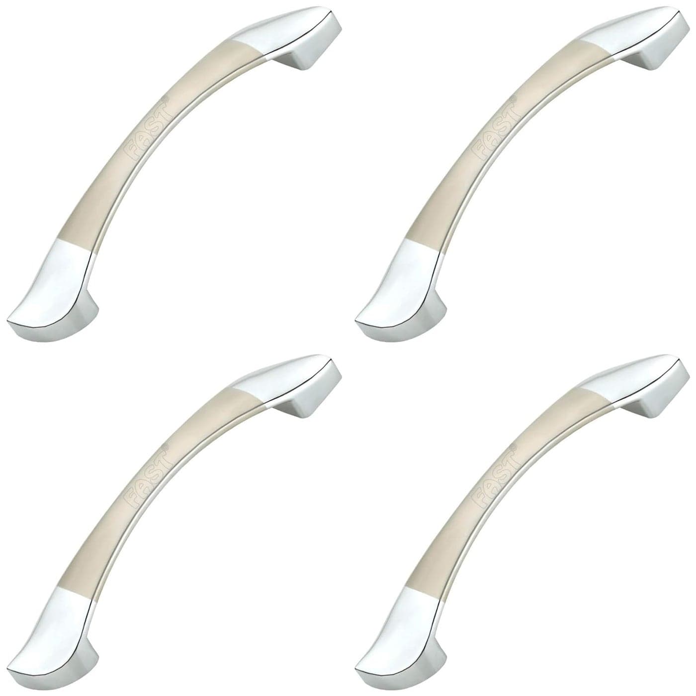 FAST CP Pandadi Chrome Plated and Stainless Steel Silver Finish Furniture Cabinet Pull Handle for Cabinets Door Drawer 4pcs 96mm 4inch