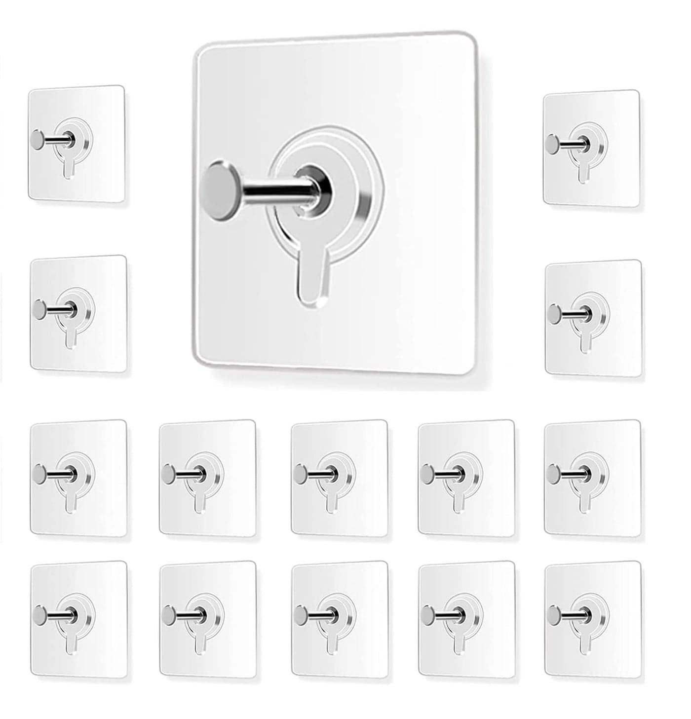Chocozone Wall Hooks Without Drilling Wall Hooks for Hanging Strong Self Adhesive Hooks Kitchen Accessories Hanger (Pack of 15)