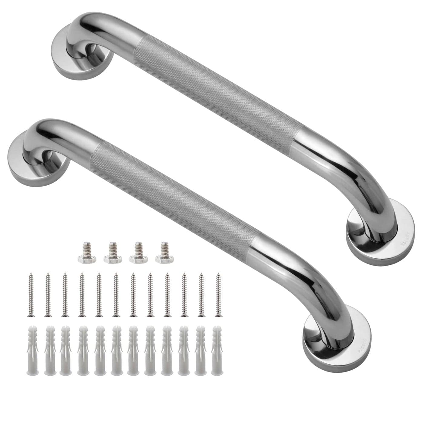 Rockgoya Shower Grab Bar 2 Pack 12 Inch Bathroom Grab Bar 304 Stainless Steel 125 Diameter AntiSlip Handicap Grab Bar Support Shower Rail Senior Handrail Shower Safety Bar Handle