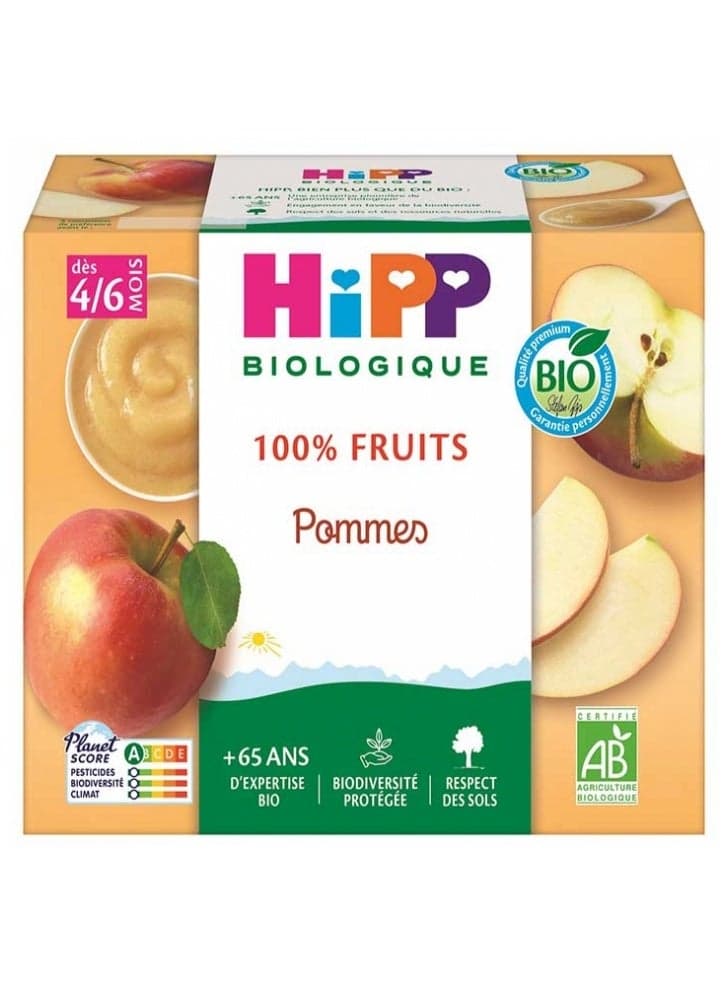 100% Fruit Apples From 4/6 Months Organic 4 Jars
