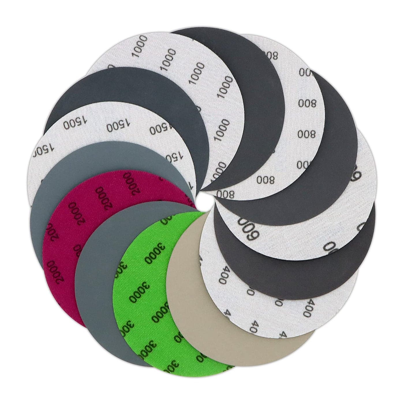 VIBRATITE 70 Pieces 5 Inch Wet Dry Sanding Discs 400 600 800 1000 1500 2000 3000 Assortment Grits Silicon Carbide Hoop and Loop Sandpaper for Random Orbital Sander Wood Finishing Automotive Polishing