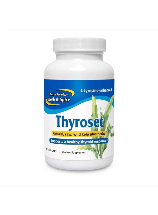 Thyroset - 90 Capsules - Wild Kelp & Herbs Blend - Healthy Thyroid Support - Contains Trace Minerals, Natural Iodine, Antioxidants & Amino Acids - 45 Servings