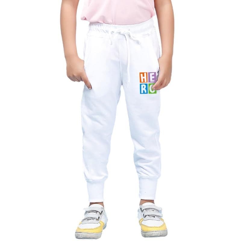 Nusyl Boys Printed Track Pants for Kids | Soft Cotton Blend | Comfortable Fit | Everyday Casual Wear | 2-17 Years | White