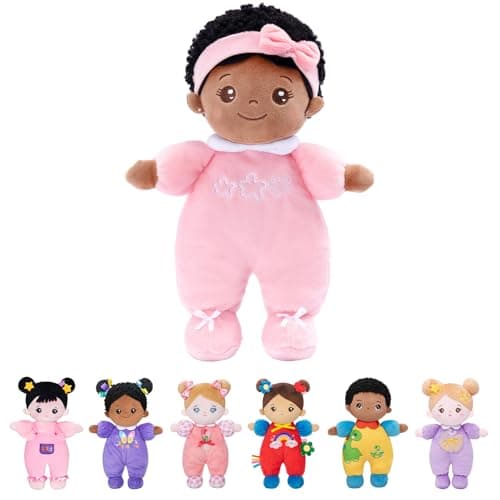 OUOZZZ Black Baby Doll for 1 Year Old Girl Gifts - First African American Baby Dolls Toys for Girl Birthday Christmas Plush Gift for Toddler 10"
