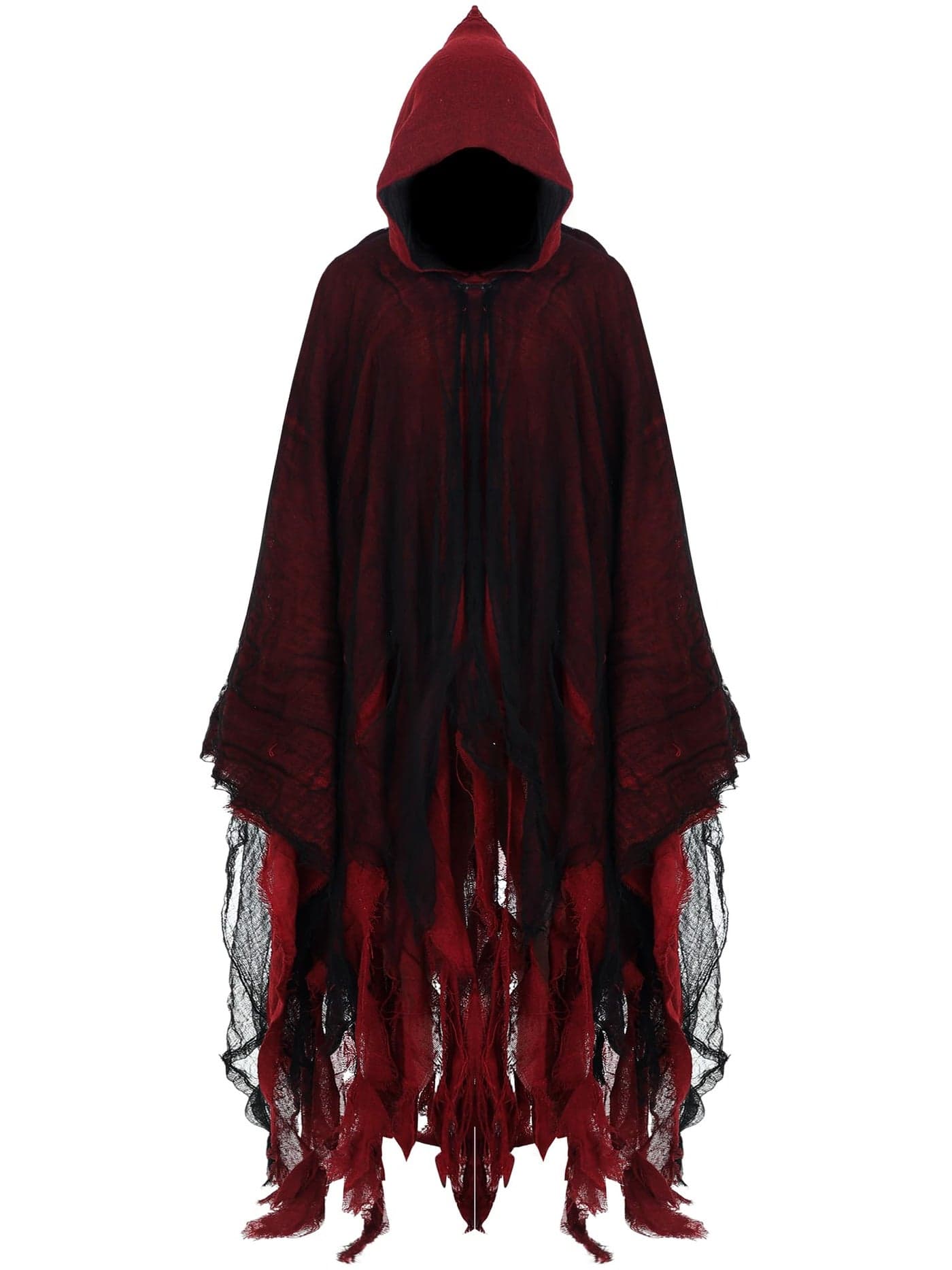 Geyoga Halloween Grim Reaper Costume Halloween Scary Cloak Witch Costume Hooded Cape for Adult Cosplay Props(Red,L)
