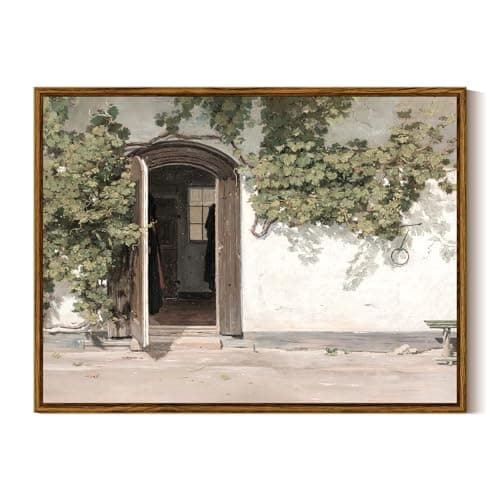 InSimSea Framed Canvas Wall Art Vineman Climbing The Walls Farmhouse Wall Decor Opening Door Painting Canvas Print Art Home Decor Aesthetic For Bedroom Bathroom Office 12x16in