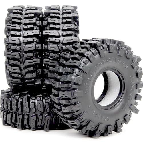 HOBBYSOUL 1.0 Tires 64 * 25mm 1.0 Mud Slingers Tires Super Soft Sticky 1.0 Crawler Tyre For RC 1/18 TRX4M 1/24 SCX24 FCX24 Upgrade