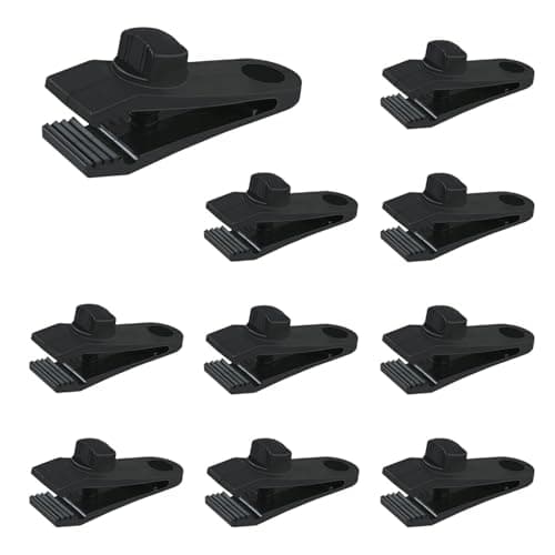 10 Pack Tarp Clips Heavy Duty Lock Grip Clamps for Swimming Pool Cover Car Cover Boat Covers Camping Tarps Awnings Caravan Canopies Thumb Screw Tent Clip Awning Clamp Outdoor Tarp Fasteners Black