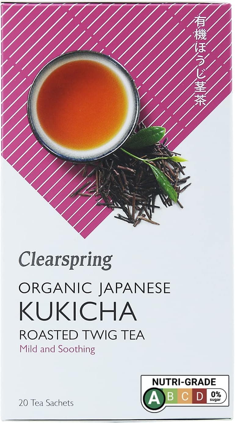 Clearspring Organic Japanese Kukicha Roasted Twig Tea - Mild and Soothing - 20 Tea Sachets