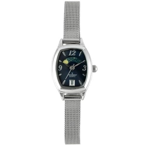 Peugeot Women's Slim Mesh Decorative Sun Moon Phase Vintage Dress Watch with Date