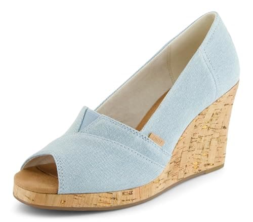 TOMS Women's Classic Wedge Sandal, Pastel Blue, 7