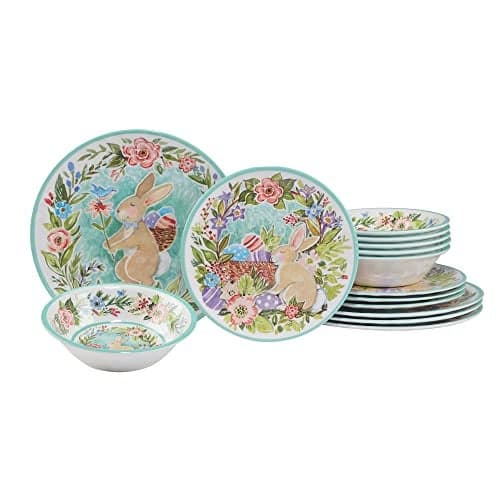 Certified International Joy Of Easter 12 Piece Melamine Dinnerware Set, Service For 4