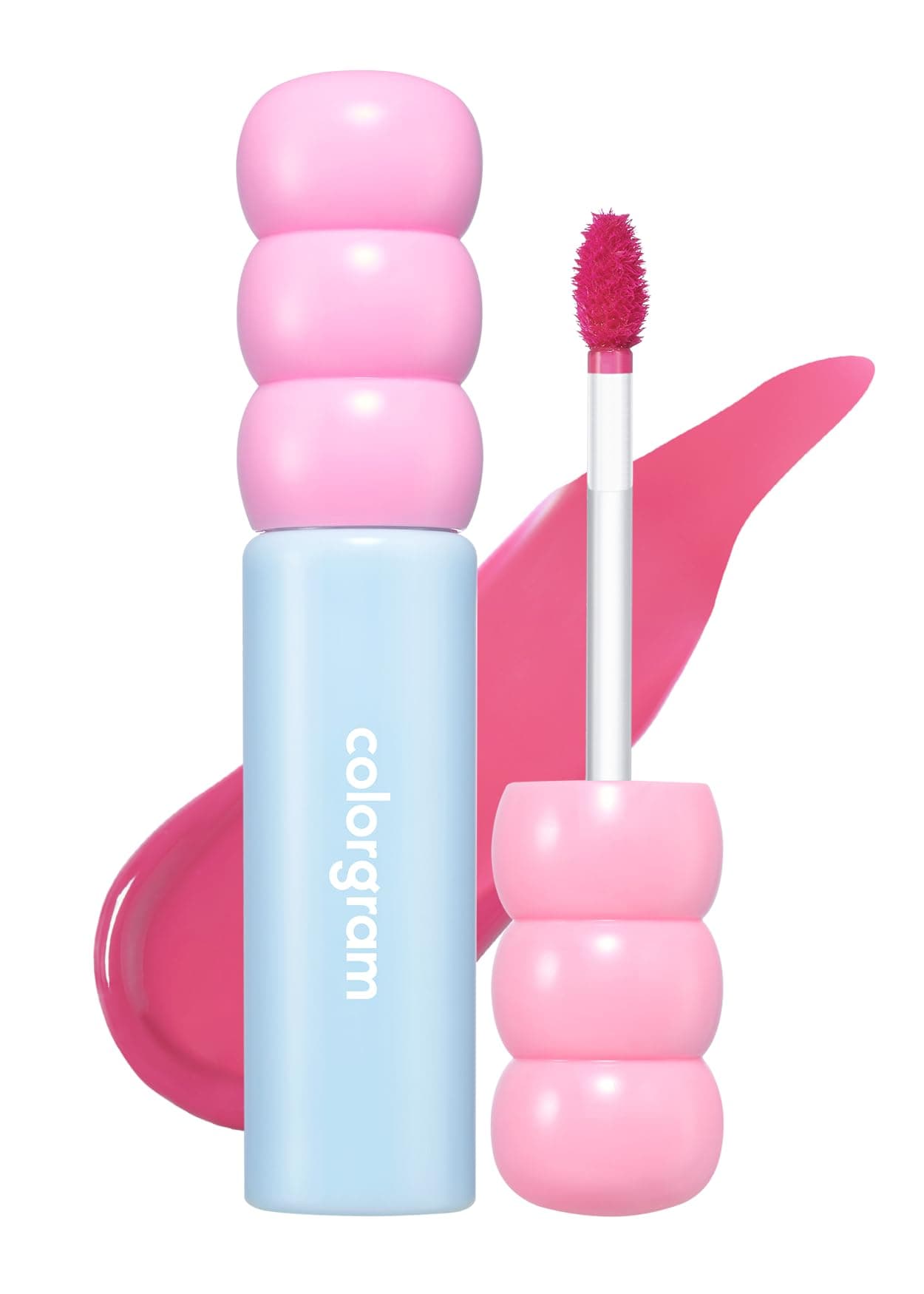 COLORGRAM Fruity Glass Tint 03 Soda Cool Peach Korean Long Lasting Waterproof Lip Stain Glossy Dewy Lip Gloss with Apricot Coral Shade Buildable Blendable Moisturizing 011 Oz