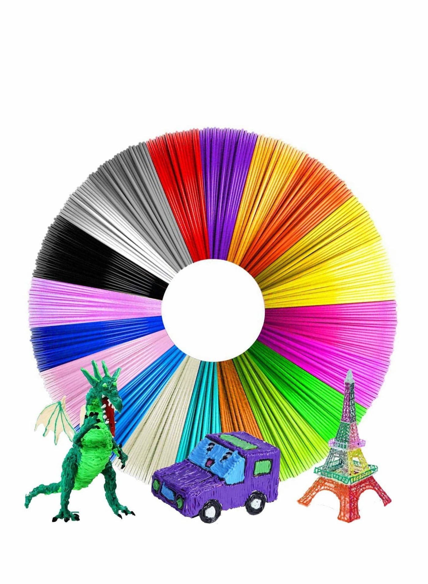 3D Pen Filament Refills, 3D Filament PLA 1.75mm, No Smells Filament for Most Intelligent 3D Pen and 3D Printer Eco-Friendly Materials, 20 Colors Each Color 5M