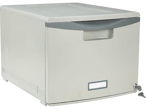 Storex Plastic OneDrawer File Cabinet Locking Document Organizer for Home and Office Gray 1Pack 61251B01C