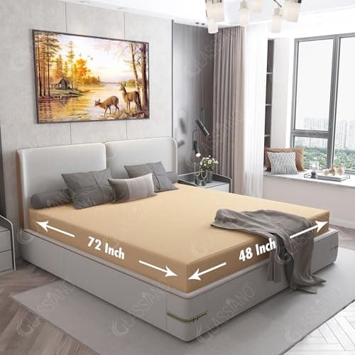 Glassiano Cotts Wonder Poly Lycra Waterproof Fitted Mattress Protector|Breathable - Hypoallergenic Mattresses Cover with Elastic Strap for Single Bed (72x48 inch|6x4 feet, Beige - Pack of 1)