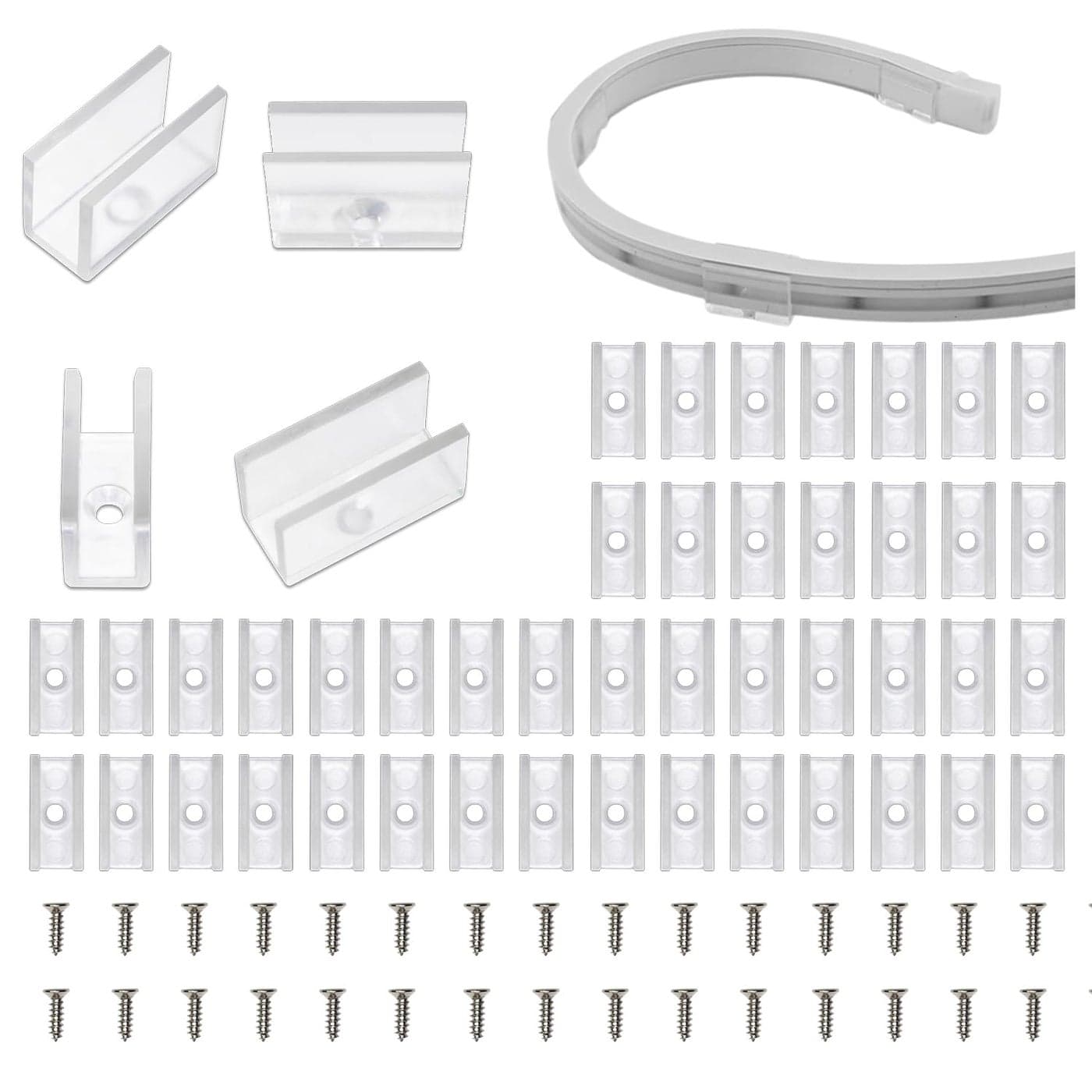 Lucienstar Neon Rope Light Mounting Brackets 50PCS Neon Lights Install Fixing Clips Accessories for 6x12mm Silicone LED Neon Flex Strip Lighting Neon Signs DIY50 Screws 50 Clips