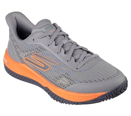 Skechers Mens Viper Court Pro - Pickleball Grey Orange Sports Lace Up Shoe