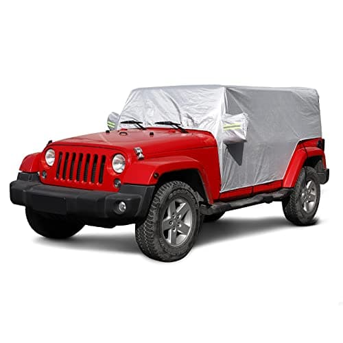 RTTCZ Car Rain Sunshade Cover Compatible with 20072024 Jeep Wrangler JK JL 4 Door Windproof Dustproof Scratch Resistant Outdoor UV Protection Auto Cover