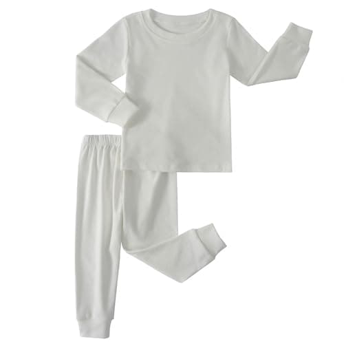 Kids Thermal Underwear Set Baby Winter Base Layer Ultra Soft Long Johns for Toddler Boys Girls (White,24Months)