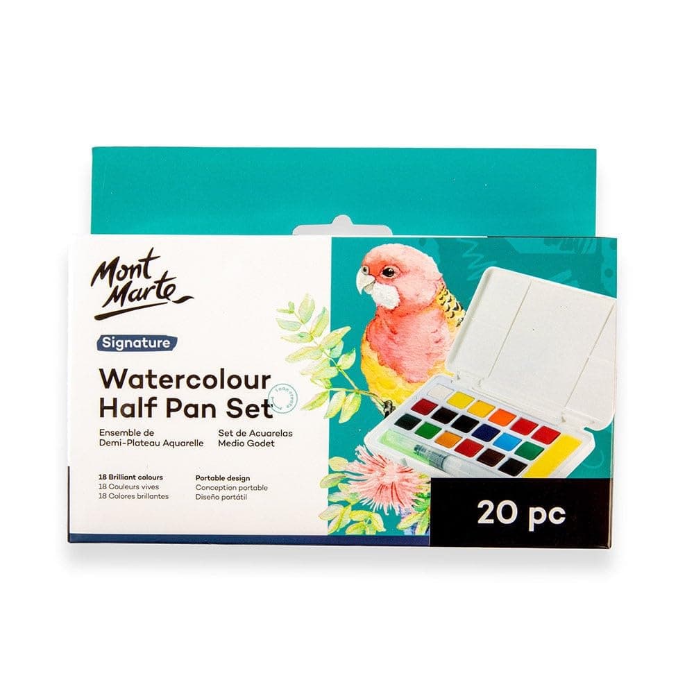 Mont Marte Watercolour Half Pan Set of 20,Portable Watercolor Set