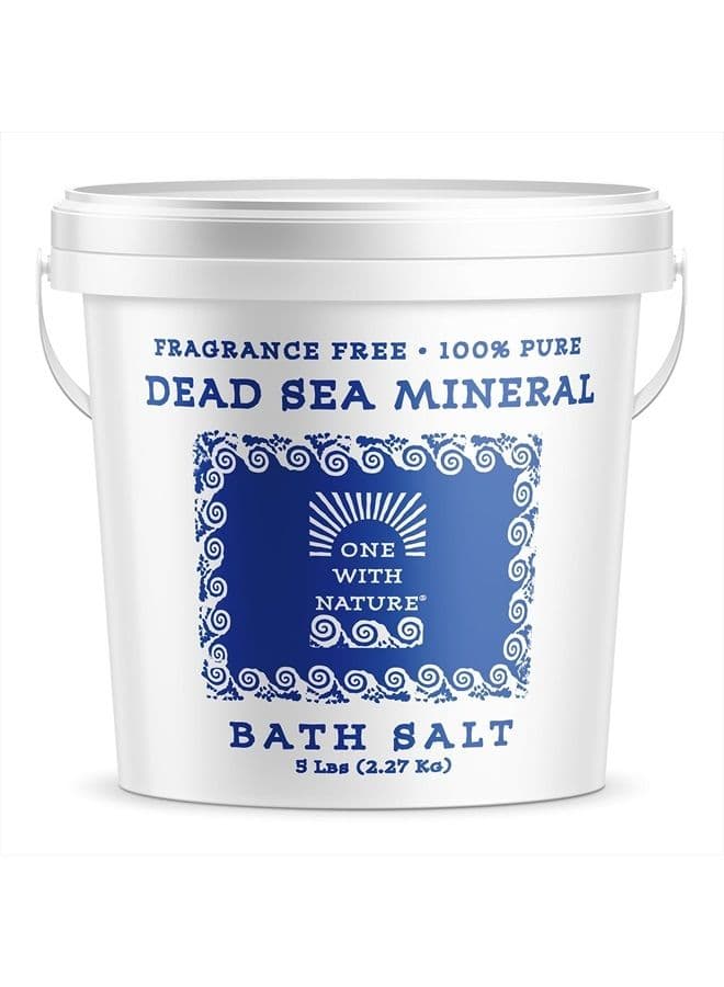 Dead Sea Mineral Bath Salt 5 Lb. Fragrance Free, 100% pure, Magnesium, Sulfur, Minerals. All Skin Types, Problem Skin. Acne Treatment, Eczema, Psoriasis, Therapeutic.
