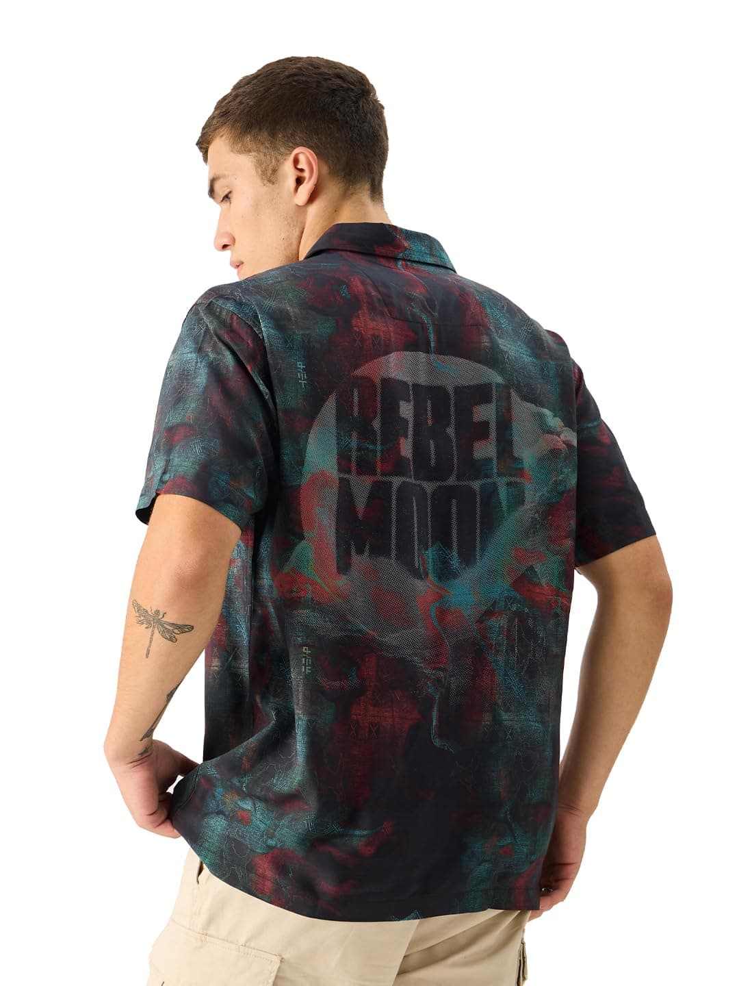 The Souled Store Rebel Moon: Kora Men and Boys Short Sleeve Collared Neck Button Down Regular Fit Rayon Summer Shirts Multicolour