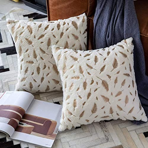 MONKDECOR Velvet Patti Design Cushion Cover (Set of 5 Pieces)- Size-16x16 Inches (Cream Color)