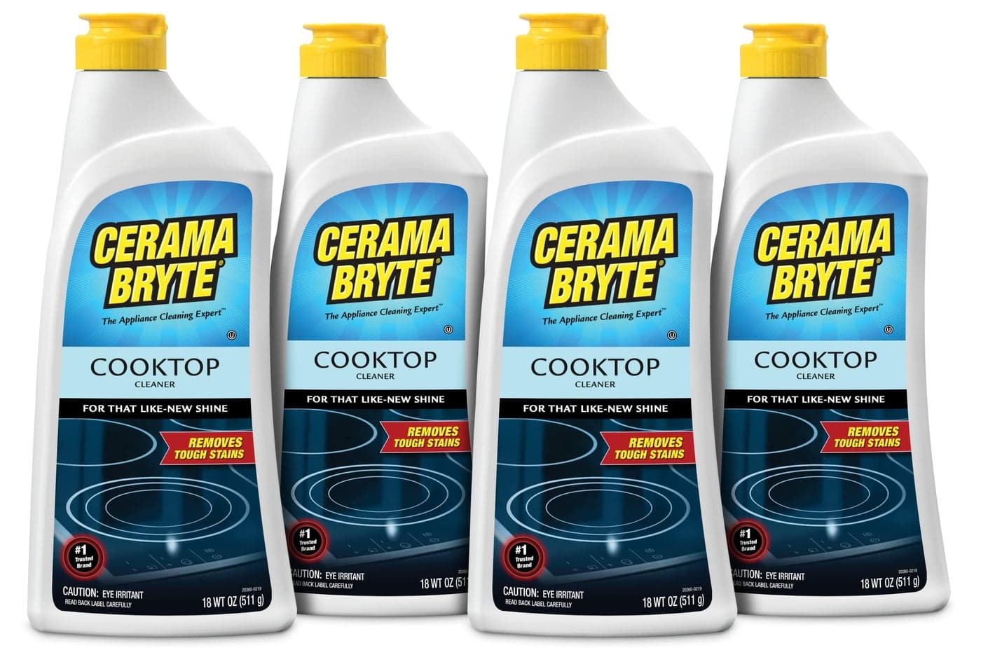 Cerama Bryte Removes Tough Stains Cooktop and Stove Top Cleaner for Glass - Ceramic Surfaces, 18 Ounces, 4 Pack