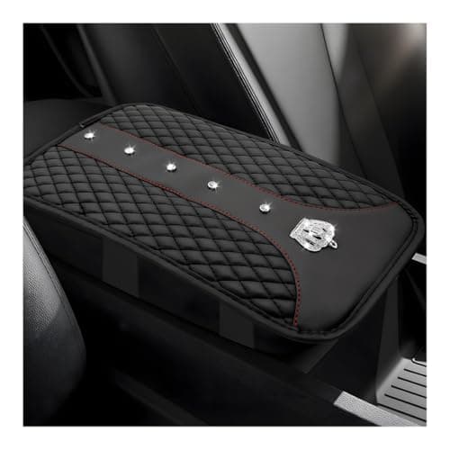 Yourkar Bling Crown Car Center Console Mats AntiSlip and Waterproof Crystal Car Armrest Pad Protector Universal Rustproof Armrest Decor Cushion for Cars SUVs Car Accessories Black
