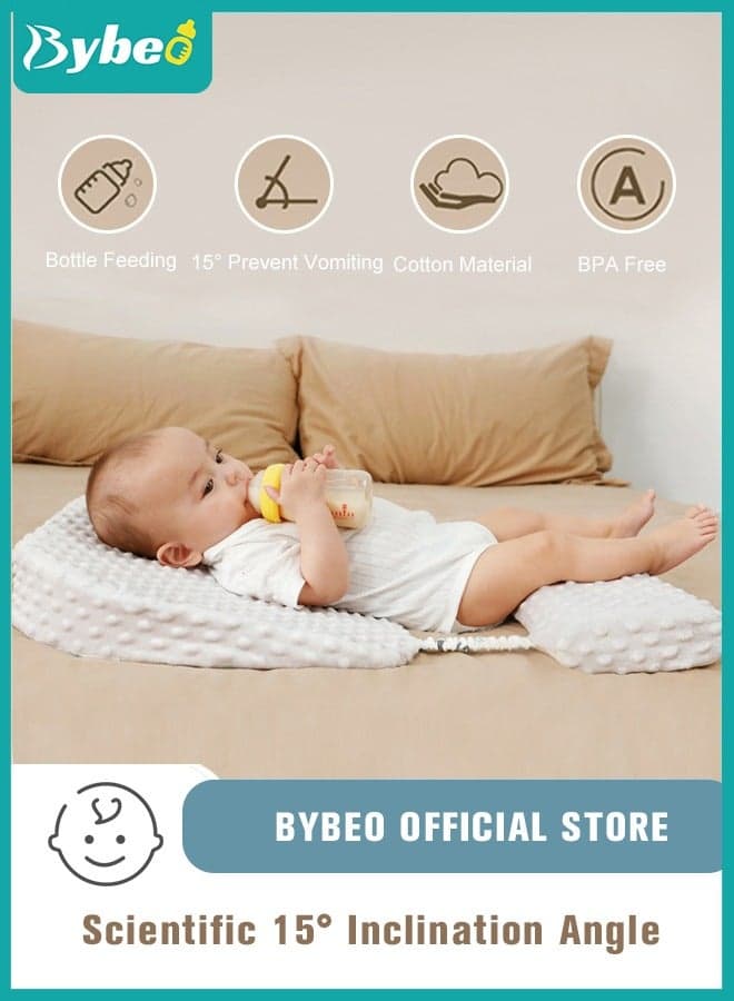 Baby Wedge Pillow, Newborn Nursing Pillows, Ergonomic Anti Vomiting Pillow, Baby Feeding Support Breastfeeding Pillow, Baby Crib Nursery Pillows with Adjustable Support Leg