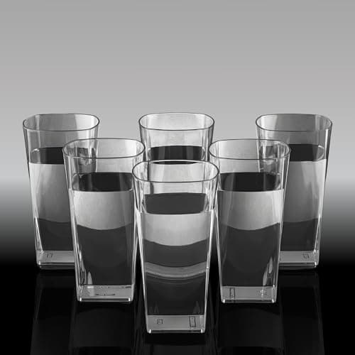 KWER Fiber Glass Set for Water Glass Square Glasses Set of 6 300Ml Juice Glass Water Jug Tumbler (Water Glasses Set of 6) - Transparent