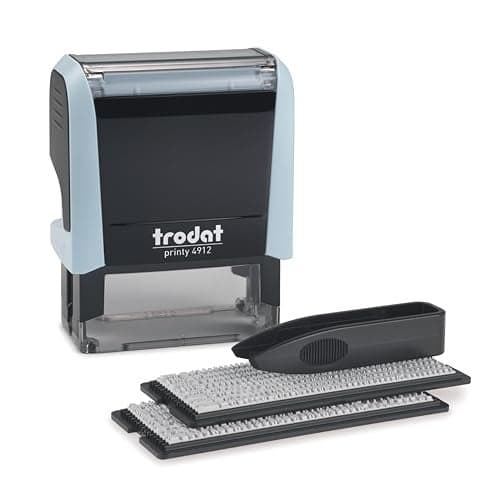 Trodat Printy 4912 Self Inking Do it Yourself (DIY) 4 line Personalized Custom Message or Address Stamp kit with Black Ink, Impression Size: 3/4” x 1-7/8” inch (Blue)