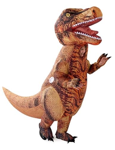 Spooktacular Creations Halloween Inflatable Dinosaur Costume Kids Full Body Realistic Trex Blow Up Costumes Kids Brown Dinosaur Inflatable Suit for Halloween Dress Up Parties