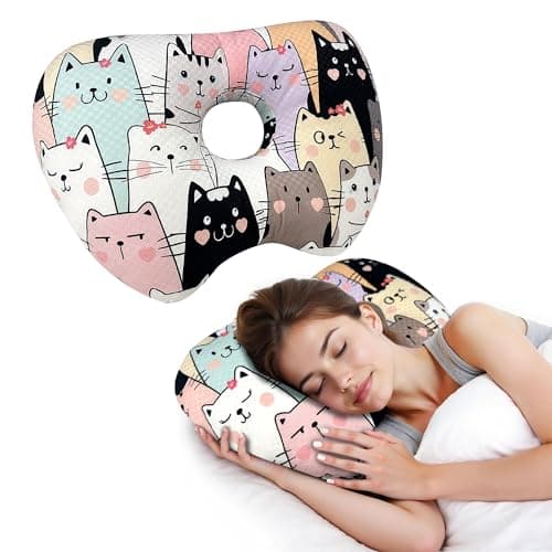 wxmbdzq Ear Piercing Pillow with Ear Hole for Side Sleeper Relief Ear Pain,Cotton and Polyester Ear Pillows,Washable Ear Guard Pillow
