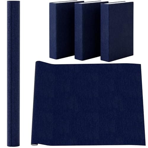 AKONEGE Book Cloth for Book Binding 35 x 16 Inch Fabric Surface and Paper Backed Strong Easy to Use Fabric Materials Bookbinding Supplies Bookcloth for Scrapbooking Album DIY Crafts Dark Blue
