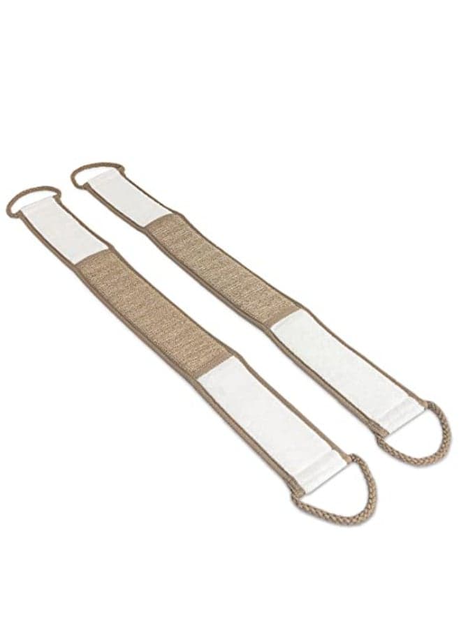 Eurow Beauty Bamboo Back Scrubber DualSided Exfoliating and Cleansing Shower Strap with Looped Handles Gentle for All Skin Types Reusable for Daily SpaLike Bath Experience 2Pack