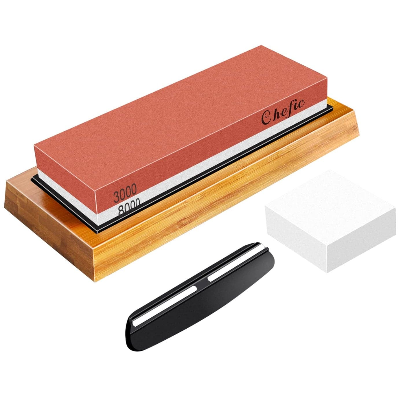 Sharpening Stone Whetstone Knife Sharpener Stone Chefic 30008000 Grit Knife Sharpening Kit Wet Stone with Flattening Stone Angle Guide Non Slip Bamboo Base for kitchen pocket knife sharpener
