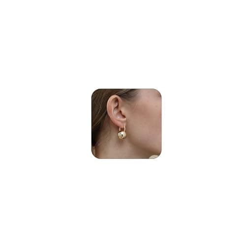 Ascona Hoop Earrings, Gold Plated Ball Drop Dangle Leverback Earrings for Women, Hypoallergenic Lightweight Gold Plated Dainty Fashion Jewelry(24mm)