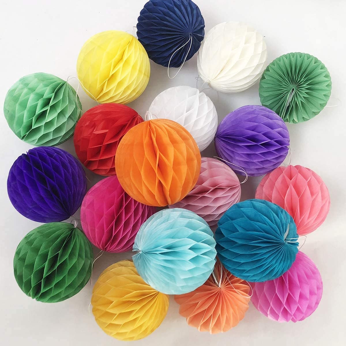 20pcs 3inch Honeycomb Decoration Paper Flower Balls Tissue Paper Pom Poms for Birthday Wedding Home Decor 3inch MultiColor