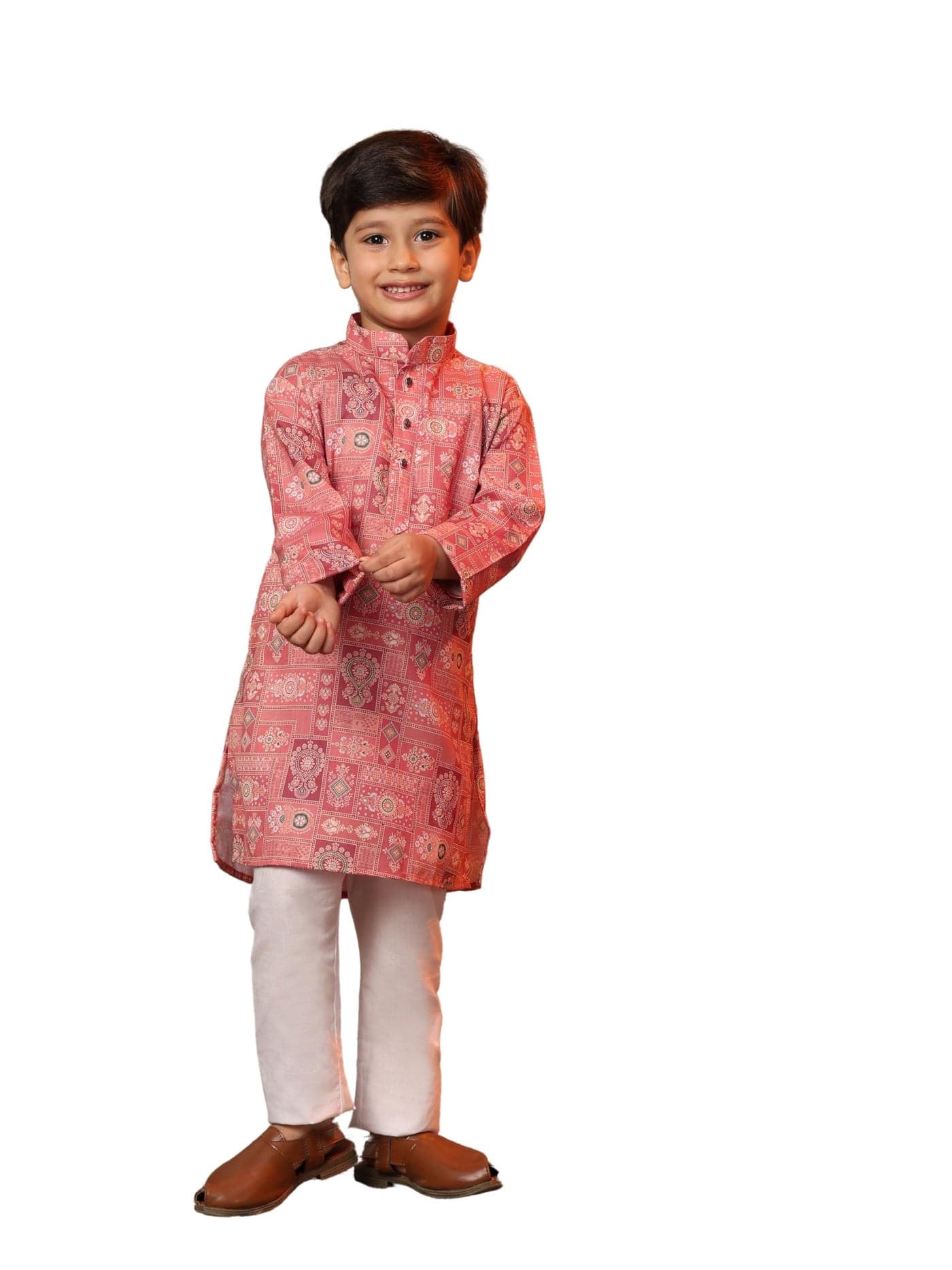 Pro-Ethic Style Developer Boys Heavy Cotton Printed Kurta and Pajama Set For Kid's Ethnic Wear (S-280), 5-6 years, Gajri