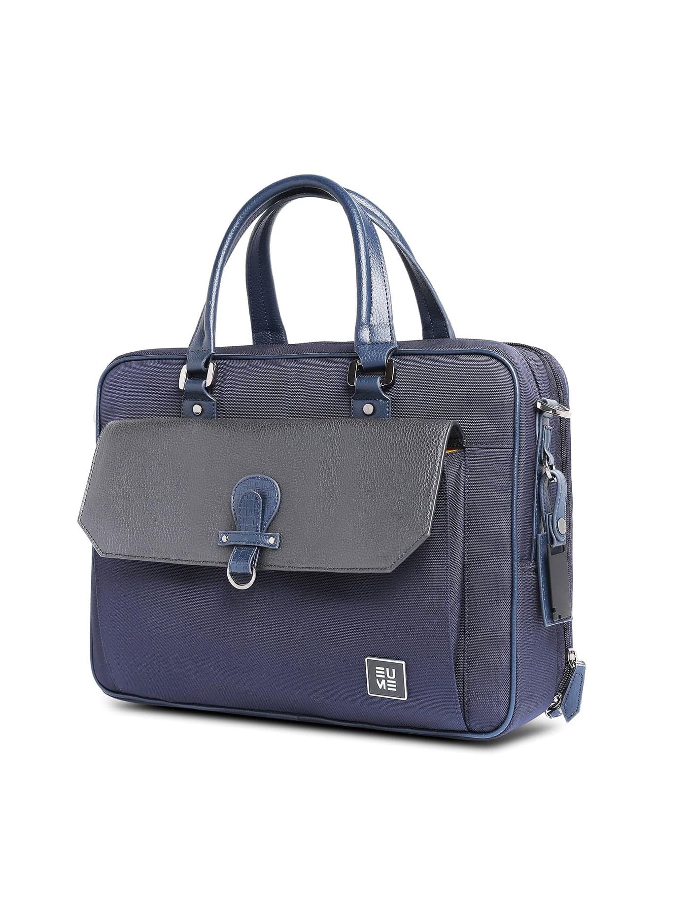 EUME Lexor Laptop Bag for Men | Office Bag for Men & Women | with Padded Compartment | Vegan Leather & Nylon Fabric | Fits Up to 15.6" Laptop & MacBook, 13L, Midnight Blue